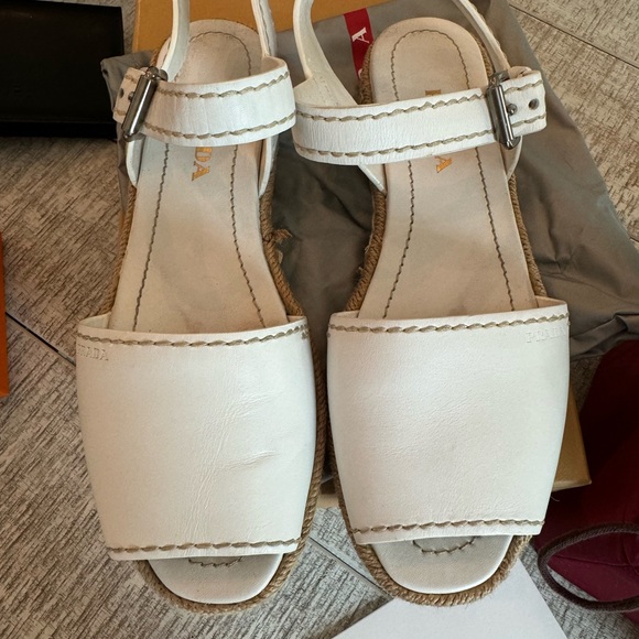 Prada White Sandals Slip-On Minimalist Design - Picture 1 of 10